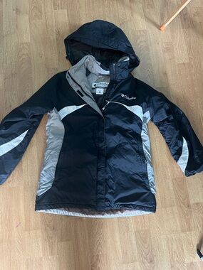 Columbia Black and Gray Hooded Outdoor Jacket